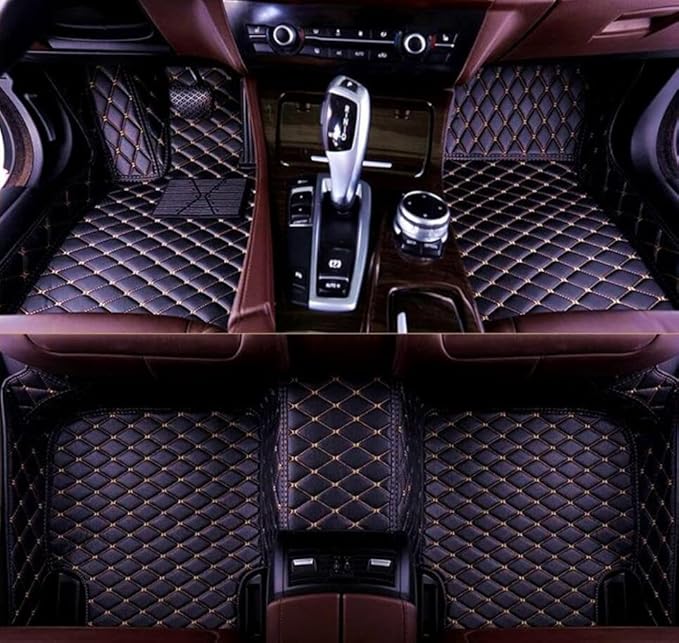 Custome Car Mats Accessories All Weather Floor mats Compatible with Automotive Floor Mats Passenger car mats (Black Gold)