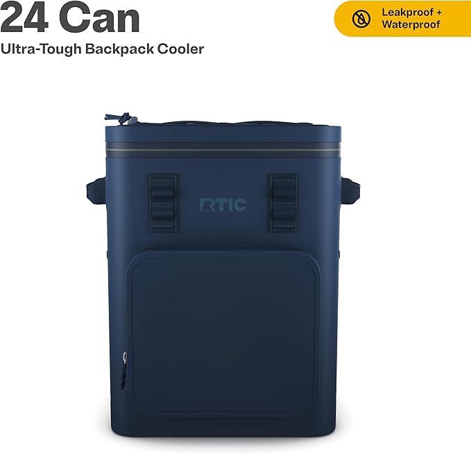 RTIC 24 Can Ultra-Tough Backpack Cooler, Insulated, Waterproof, Leak Proof, Portable Floating Bag for Beverage, Drink, Lunch, Outdoor, Beach, Car, Camping, Picnic, Fishing, Boat