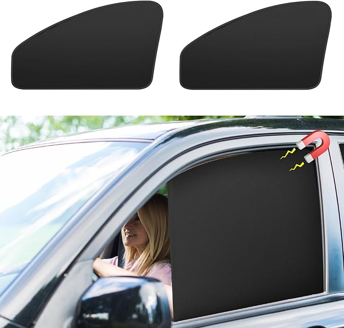Car Curtains for Side Window - 2 Pcs Front Privacy Sun Shades Magnetic 100% Block Light Car Window Covers with Cooler Feeling (dexterous, front-2pcs)
