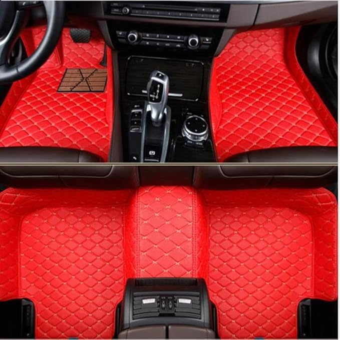Custom Making Car Floor Mats Compatible with Audi BMW Mercedes-Benz Toyota Lexus Honda Infiniti Nissan Hyundai Kia All Models 2005-2026 (Red Beige)