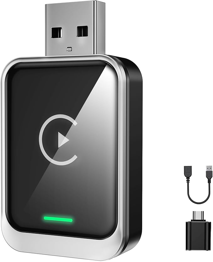 KAIY Wireless Carplay Adapter for iPhone & Android Auto, Convert Wired to Wireless Apple CarPlay Adapter, Car Play USB C USB A Dongle Plug & Play No Delay Stable Connection for iOS 10+, Android 11+