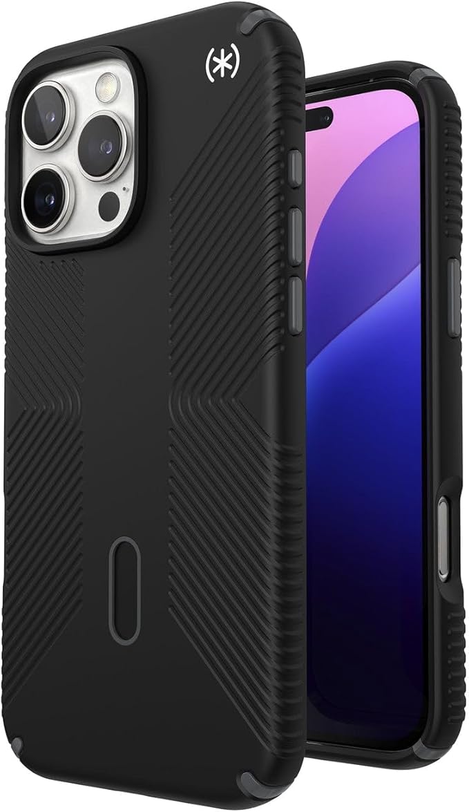 Speck Presidio 2 Grip iPhone 16 Pro Max Case - MagSafe and ClickLock - Slim Black/Slate Phone Case