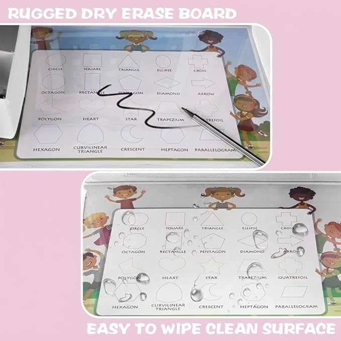 MENZOKE Kids Travel Tray for Toddler Car Seat, Toddler Travel Activities for Girl with iPad Holder Stand & Storage Pockets, Road Trip Essentials Accessories Lap Tray as Birthday Gift, Beige & Pink