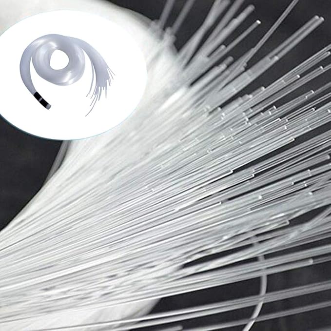 AKEPO End Glow Fiber Optic Light Cable 9.8ft/3m*375pcs*Mixed Dia.(0.03+0.04+0.06in), PMMA Plastic Cable for LED Star Ceiling Sky Light Kit and Fiber Optical Lighting Decoration (Without Light Source)