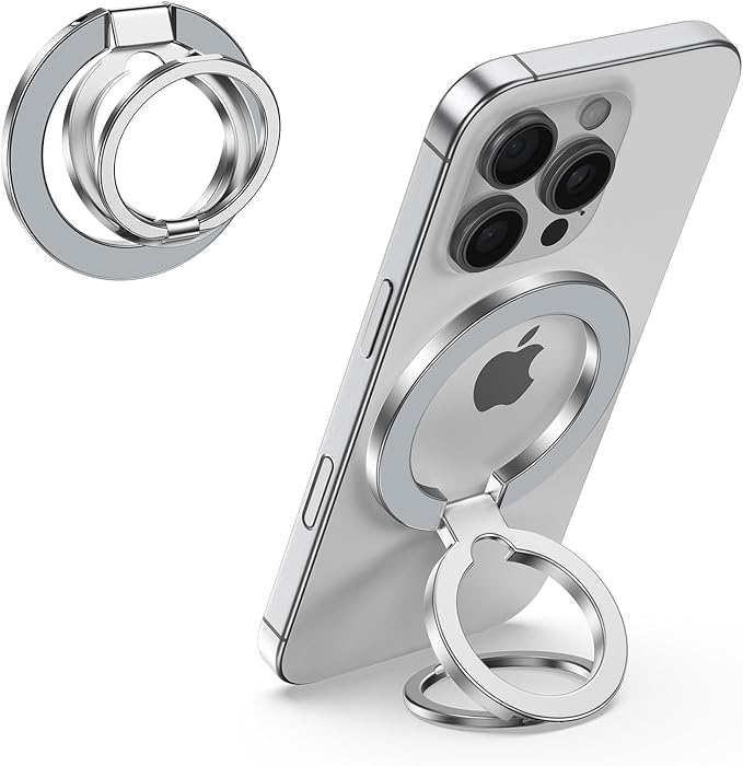 Magnetic Phone Grip Holder for MagSafe Kickstand Gym Phone Grip Stand Dual-Sided Magnetic Finger Ring for iPhone 17 16 Pro Max 16e 15 14 13 12 Samsung S25 Edge S24 S23 S22 S21,for Wireless Car Mount