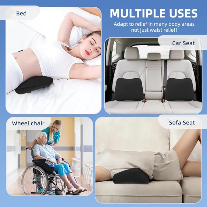 Lumbar Support Pillow for Office Chair, Memory Foam Lumbar Pillow for Lower Back Pain Relief (xiaoyaokaoblack)