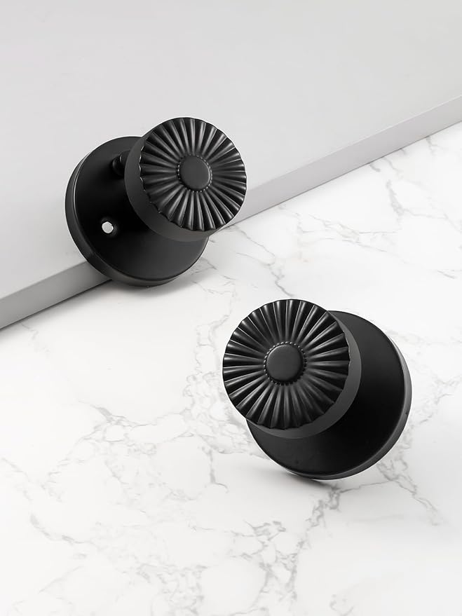 Black Privacy Door Knob, Interior Door Handle Bedroom Bathroom Black DoorKnob, Stainless Steel Knob, 1 Pack