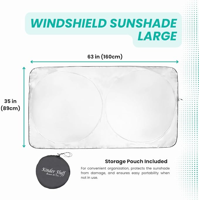 Windshield Sun Shade -Certified 99.87% UVB & 99.02% UVA Car Sun Shade. Award Winning Sunshade - Patented Technology | Compatible for Chevrolet Silverado (2014-2019) | Car Shades by Kinder Fluff