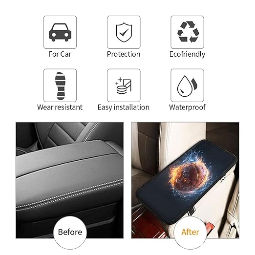 Basketball with Fire and Water Car Auto Armrest Cushion Cover Accessories Center Console Seat Box Pad Protector Universal Decoration for Most Vehicle SUV Truck