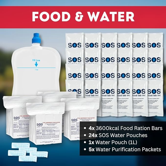 Emergency Zone 2 & 4 Person 72 Hour Survival Kit | Bug Out Bag with Food, Water, First Aid, Emergency Shelter, Survival Gear - Disaster Preparedness Go Bag for Earthquake, Hurricane, Car, Home