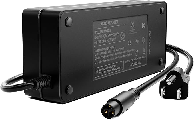 UL Listed 54.6V 3A Fast Battery Charger Compatible with Super 73 Ebikes - Waterproof 110V Power Adapter with 3-Pin Connector for Z/S/R-Series, Z Adventure, S2, RX and More eBikes Lithium Battery