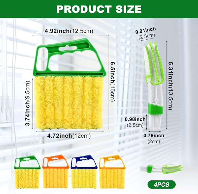 5Pcs Blind Cleaner Duster Tool Window Blind Cleaner,7 Fingers Dusting Cleaners and Air Vent Cleaners for Blinds,Air Conditioner Vents,Fans Vents,Detachable and Washable(Yellow+Green+Blue)