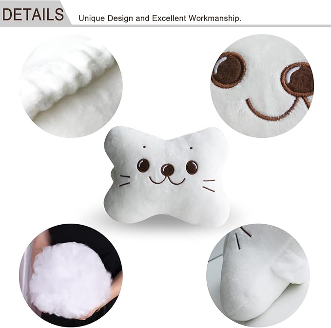 Sexysamba Car Headrest Pillow,Cartoon Neck Pillow for Car,Comfortable Soft Car Seat Pillow for Driving,Head Rest Cushion,Cute Neck Pillow for Travelling and Home 2Pcs (White)