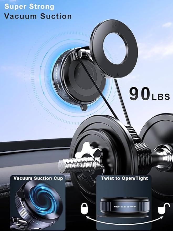 Magnetic Phone Holder for Car [120+ LB Strongest Suction & 2800gf Strongest Magnetic] 360° Adjustable Car Phone Holder for Magsafe Phone Holders for Your Car for iPhone 17 Pro Max 16 15 14 13 12 Plus