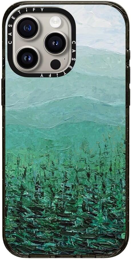 CASETiFY Impact Case for iPhone 15 Pro Max [8.2ft 4X Military Grade Drop Protection/Compatible with Magsafe] - Pine Forest - Clear Black