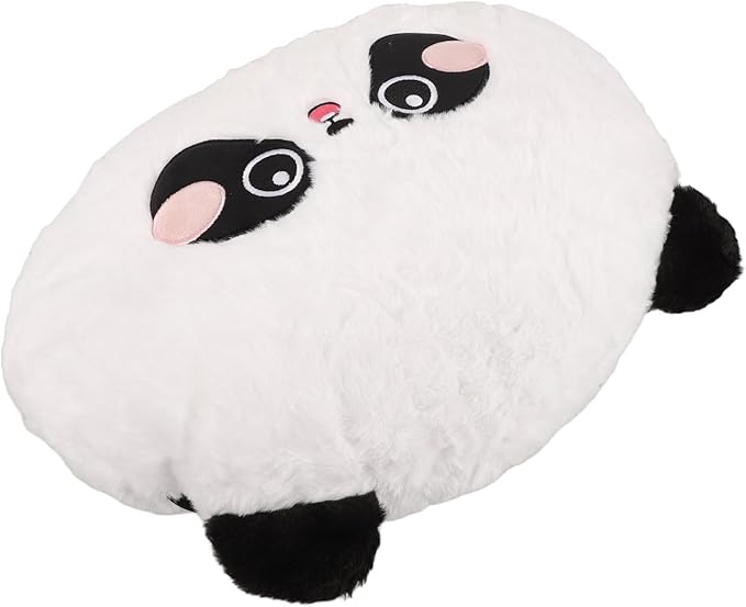 Lumbar Support Pillow for Car Seat Cushion with Cartoon Panda Cover, Plush Back Rest for Driver and Office Chair, Soft Airplane Neck Pillow for Lower Back Relief