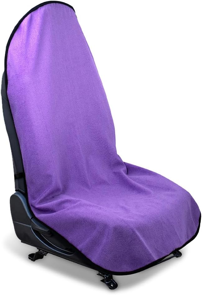 Car Towel Seat Cover, Performance Microfiber Washable Non Slip Vehicle Front Seat Covers, Sweatproof Automotive Interior Chair Protectors, Universal for SUV Automobile Truck (Purple)