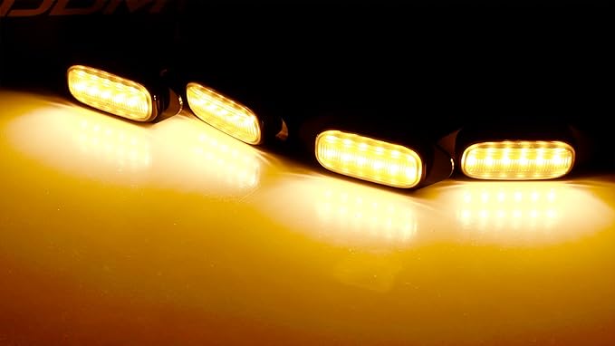 iJDMTOY Smoked Lens Front Grille TRD Style Amber Yellow LED Grill Lighting Kit Compatible with Toyota 2019-2025 RAV4, Includes (4) 12-SMD Smoke Cover LED Grille Lights & Wiring Harness