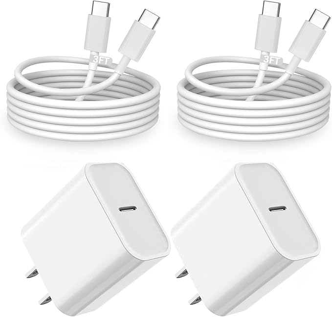iPad Fast Charger,2Pack iPad Pro Charger USBC to C Cable iPad Cord 20W USB C Charger iPad Charging Block for iPad A16 11/10th,iPad mini 6/A17 Pro,iPad Air/i-Pad Pro 13/12.9/11inch 2020-2025