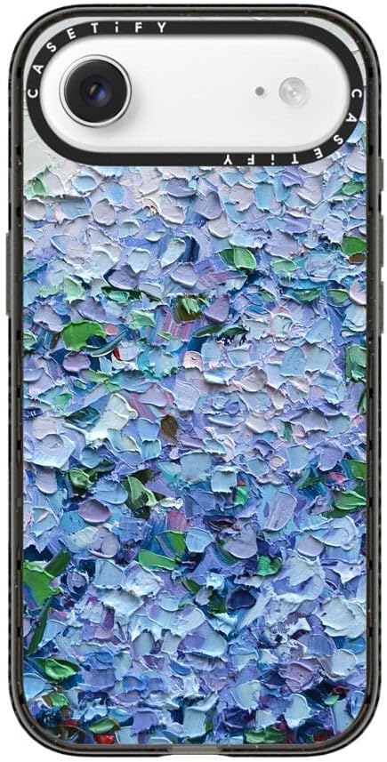 CASETiFY Impact iPhone Air Case [Slim/Compatible with Magsafe / 8.2 ft. 4X Military Grade Drop Protection] - Nantucket Blue Hydrangeas - Clear Black