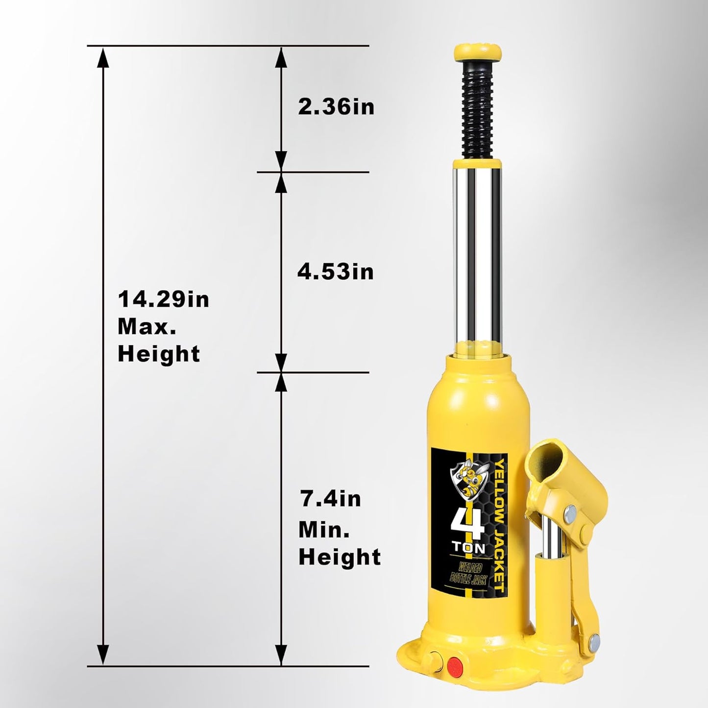 YELLOW JACKET 4 Ton Muti-Directional Welded Bottle Jack(8,000lb) with Carrying Case for Car, SUV, Auto Repair