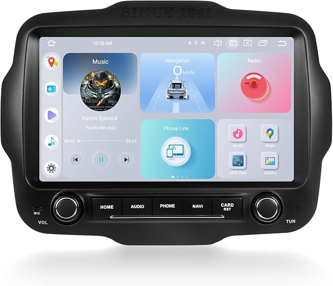 Roadanvi Car Radio for Jeep Renegade 2015-2022 Wireless Carplay/Android Auto, 9" Touch Screen Head Unit with Knob and Physical Button, Car Stereo with Gyroscope GPS Navigation, Bluetooth, WiFi,4G LTE