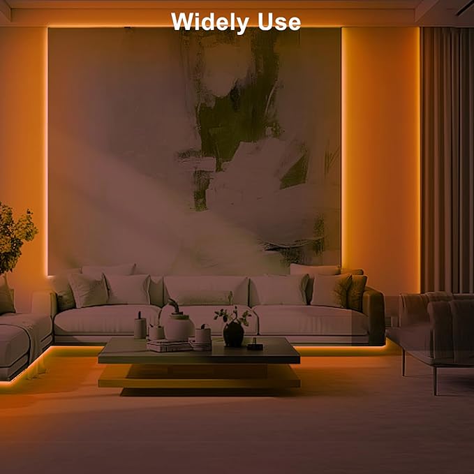 Tatazone 32.8ft 1800K COB Led Strip Lights with RF Remote, Dimmable Bright Adhesive Indoor Amber Led COB Light Strip for Cabinet, Painting, Room, Bed