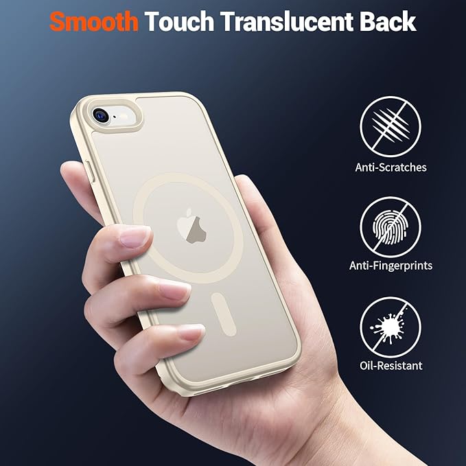 SUPFINE Magnetic for iPhone SE Case 2022 (3rd)/2020 (2nd), iPhone 8 Case (Compatible with MagSafe) (Military Grade Drop Protection) Slim Translucent Matte Phone Case, Antique White