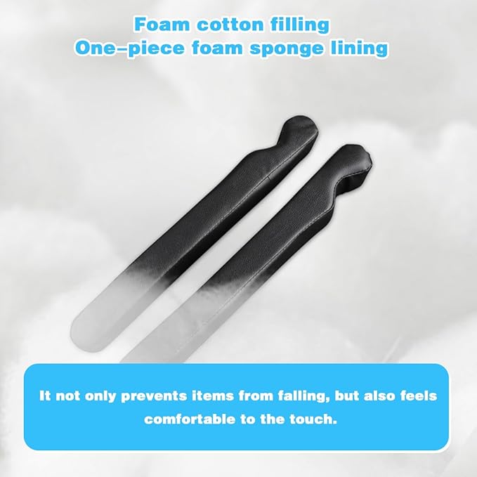 2PCS Car Seat Gap Filler, Microfibre Leather Vehicle Gap Stopper to Fill Between Seat & Console Organizer, Automotive Interior Accessories, Universal for SUV Sedan Truck (Black)