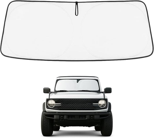 Proadsy 2026 Upgrade Windshield Sun Shade Custom Fit Ford Bronco 2/4-Door 2021-2025 2026 Foldable Front Sunshade Protector Blocks UV Rays Keep Car Cooler
