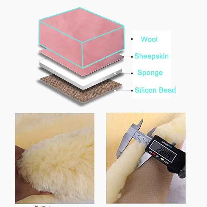 OGLAND Fluffy Genuine Australia Sheepskin Car Seat Cover for Auto Interior Accessories with Soft Fuzzy Wool Eco-Friendly Natural Fur Non-Slip (Pink, Front 20 * 20inchs)