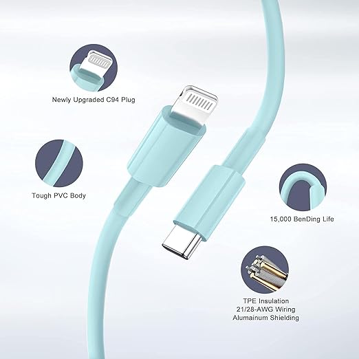 iPhone Fast Charger,Type C Wall Charger Block Plug and 10ft USB C to Lightning Charging Cable Cord Long,Power Adapter Cube Brick Box for Apple iPhone 14 Pro Max/14 Plus/14/13/12 Mini/11/XS Max/XR/iPad