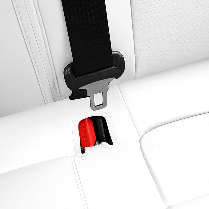 White Car Seat Cover for Tesla Model 3 2017 2018 2019 2020 2021 2022 2023 Waterproof Nappa Leather Seat Cover Full Set(White-Model 3)