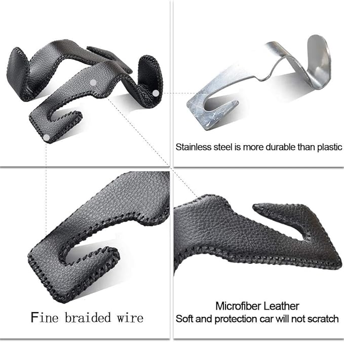 Car Hooks Universal Car Vehicle Back Seat Headrest Hanger Holder Hook Microfiber Leather & Stainless Steel for Bag Purse Cloth Drink Grocery (Green)