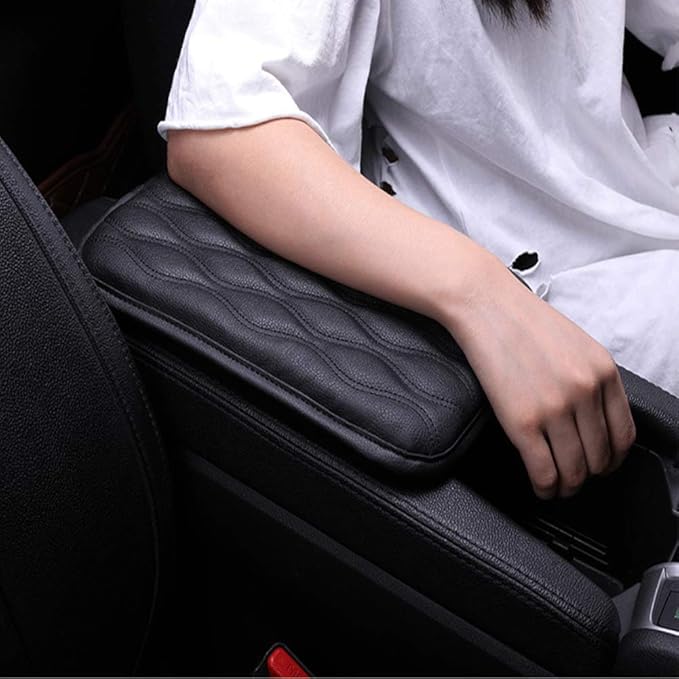 Auto Center Console Cover, Console Cover Armrest Pads, PU Leather Car Armrest Seat Box Pad Cushion Protector Universal Fit (Black)