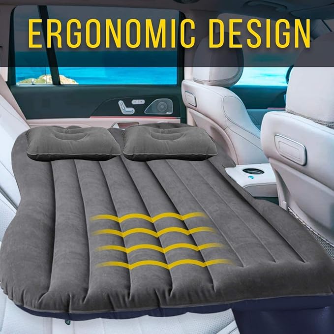Zento Deals Truck and Car Air Mattress Backseat Bed - Premium Quality Portable Car Inflatable Mattress with 2 Pillows Universal fit (2 Pack)
