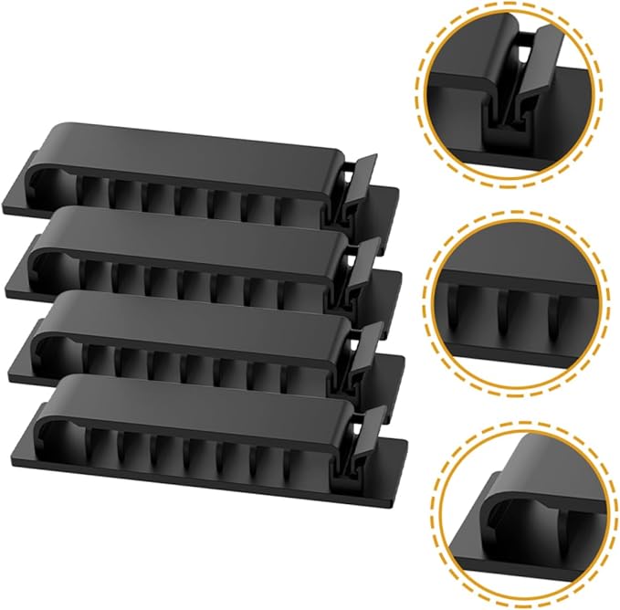 HOMSFOU 12pcs Cable Organizer Clips for Efficient Wire Management Adhesive for Home Office and Car Easy to Install Compact Design for Tidy Spaces