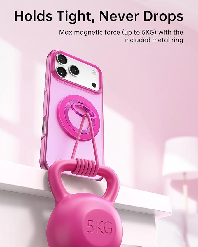 SYNCWIRE Magnetic Phone Ring Holder for MagSafe, 360° Rotation Cell Phone Grip Stand Finger Ring Kickstand Two-Sided Magnet Compatible with iPhone 17 Pro Max 16 15 14 13 12 MagSafe Accessories
