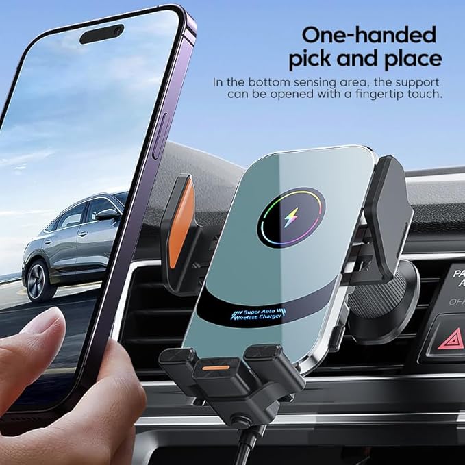 Super Wireless Car Charger Universal Windshield Auto Clamping Car Mount 15W/10W/7.5W/5W Fast Charging Car Phone Mount for iPhone 16 15 14 13 12 Pro Max 11 XS Samsung Galaxy S24 Ultra S23 S22 S21 S20