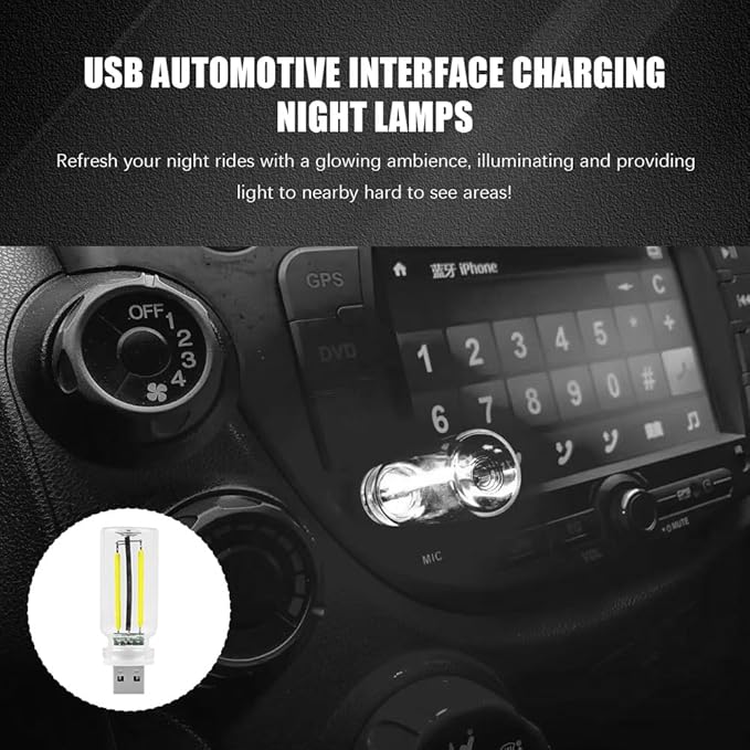 USB LED Car Interior Atmosphere Light, Auto Interior Lights, Plug-in USB Automotive Light, Universal Portable Auto Ambient Lighting Kit Car Accessories for Cars, Bedroom, Hallway (White)