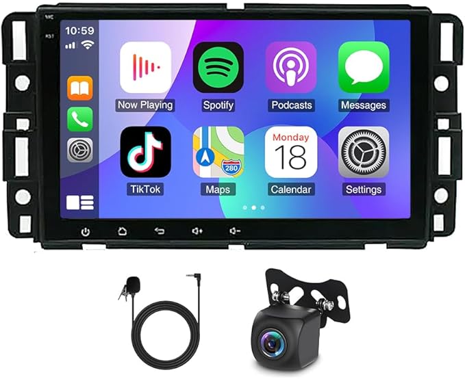 4+64G 8Inch Android 14 Car Radio Stereo Upgrade for Chevrolet Impala 2006-2013 w/Wireless Carplay Android Auto Double Din Touch Screen GPS Navigation Head Unit Radio Bluetooth WiFi FM Backup Camera