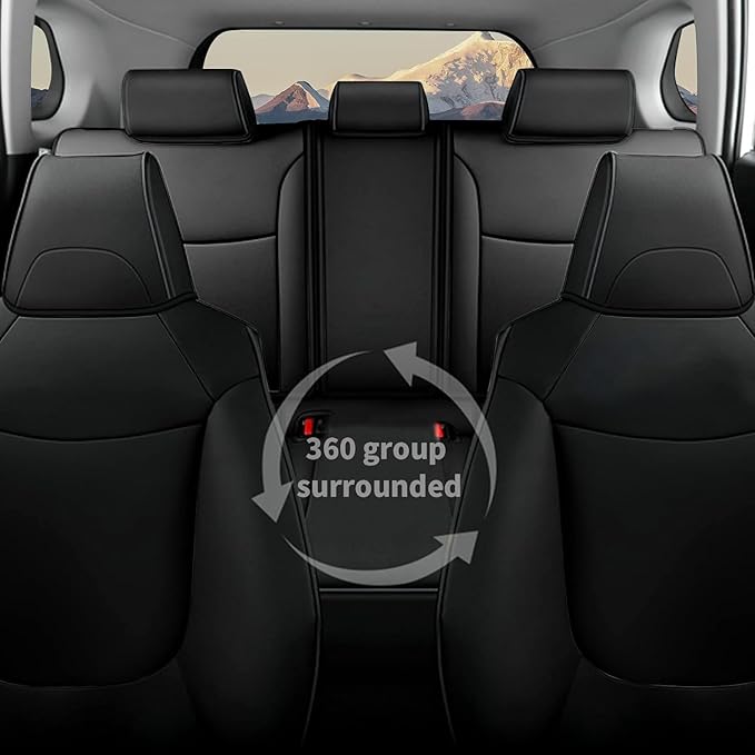 AOMSAZTO Custom Fit for Toyota Corolla Cross Hybrid 2023 2024 2025 Faux Leather Car Seat Covers Full Set Compatible Airbag Corolla Cross Hybrid S,SE,XSE Seat Protector Sedan Black