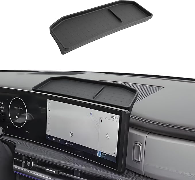 ECOZEN Behind Screen Organizer For 2024-2026 Hyundai Santa Fe/Santa Fe Hybrid - Silicone Dashboard Storage Tray For 2024-2026 Santa Fe Accessories - Center Console Organizer Tray Interior Accessory