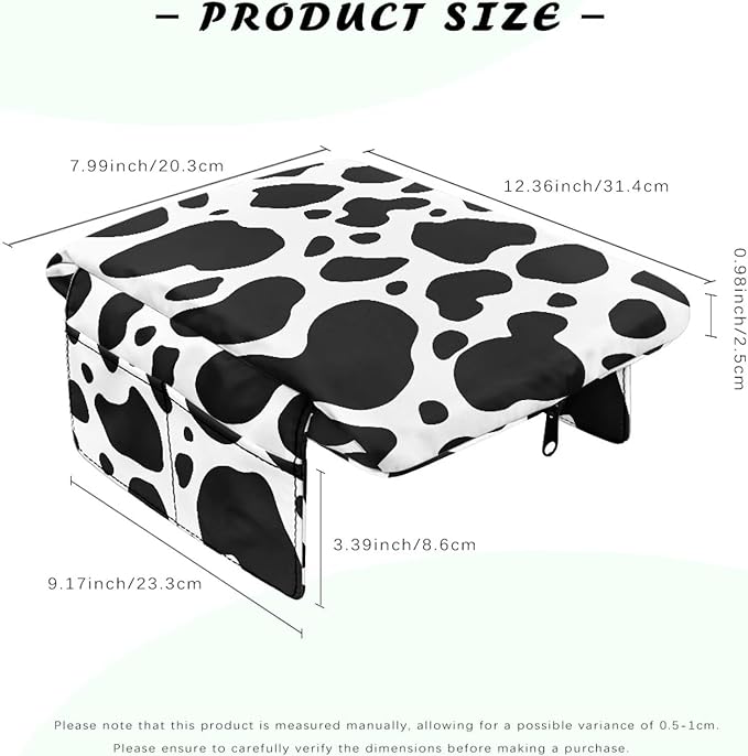 Dreaweet Cow Print Arm Rest Cover for Car Women Thick Center Console Cover with Pockets Cute Car Accessories Armrest Cover for SUV Truck Comfy Anti Scratch Center Console Armrest Pad