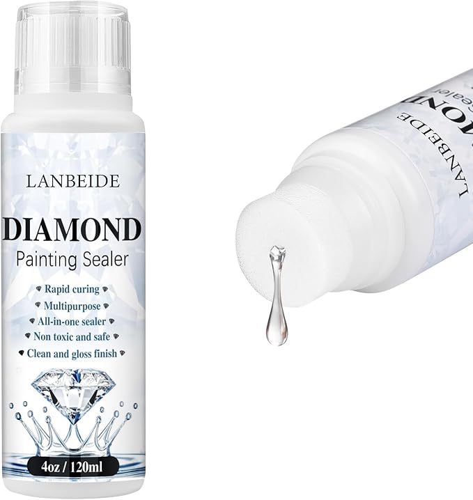 LANBEIDE Diamond Painting Sealer, 5D Diamond Painting Glue Permanent Hold & Shine Effect Sealer for Diamond Painting and Puzzle Glue 120ML (4 OZ)