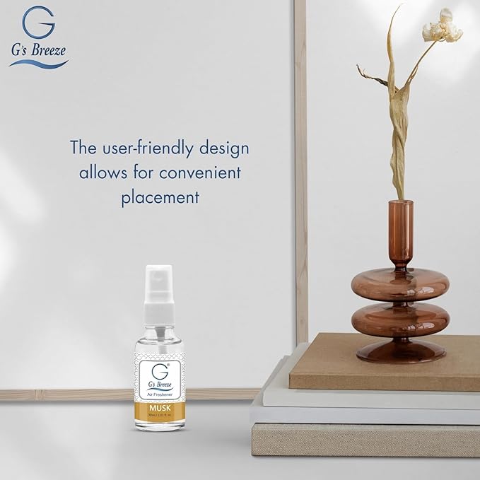 G's Breeze Musk Air Freshener – Rich Musk and Woody Scent for Home, Office & Car – Transform Your Space with Warm, Earthy Aroma that Brings Comfort, Depth & Touch of Elegance to Any Atmosphere