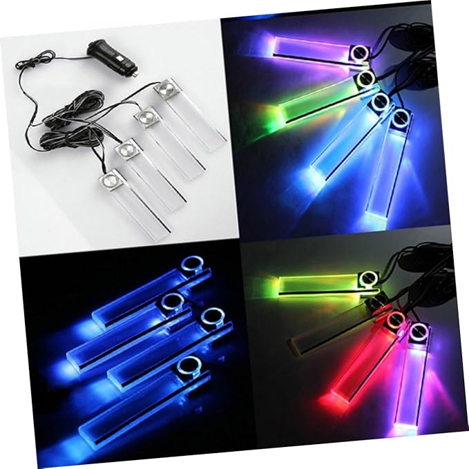 Colorful LED Interior Floor Lights for Cars Atmosphere Lamp with Off Switch Easy Installation with Double Sided Adhesive for Car Mood Lighting