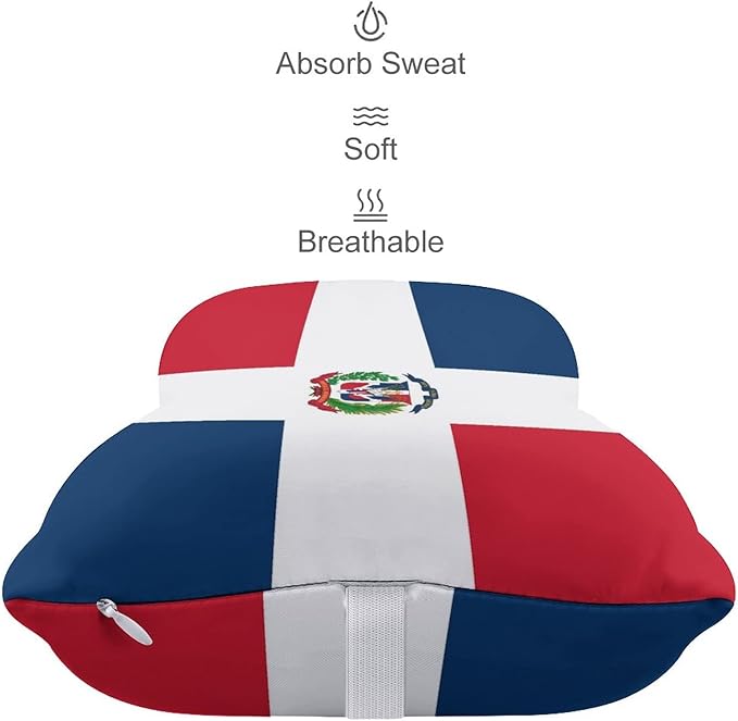 Headrest Pillow for Car Seat, 2 Pcs Memory Foam Neck Support Pillow for Neck Pain Relief, Compatible with Dominican Republic Flag Car Office Soft Travel Pillow for Sleeping and Resting