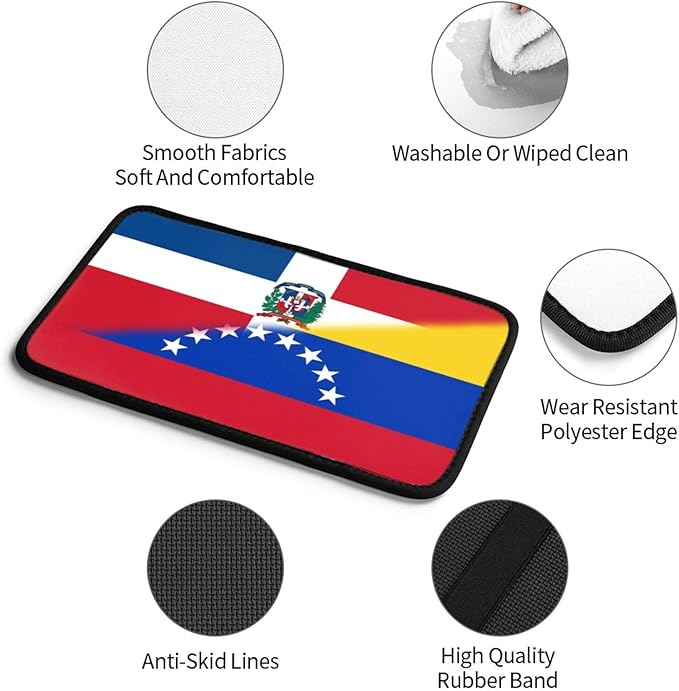 Venezuela Venezuelan Dominican Republic Flag Auto Center Console Armrest Cover Car Handrail Box Cushion Pad Mat Universal Fit Most Vehicle Sedan Truck SUV Soft Comfort Decor Accessories