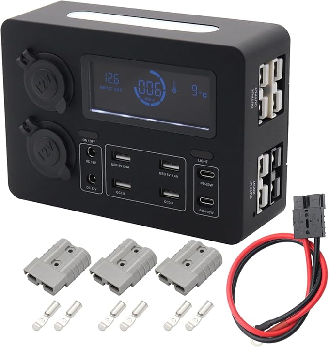 All-in-one Solution USB Charger 5V 2.4A QC3.0 PD 20W 100W USB C Charging Block Adapter Quick Connect Charger Hub Cigarette Lighter Power Socket on Camper Van Motorhome